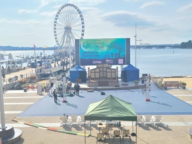 Wanted to get some shots of the screen/backdrop down at The Harbor, but I got too caught up in the moment. Thankfully, someone got some beautiful shots and shared. Our tour resumes on Wednesday at Riverdale House Museum in Riverside, MD at 7:30 pm.#shakespeareinthepark #nationalharbor